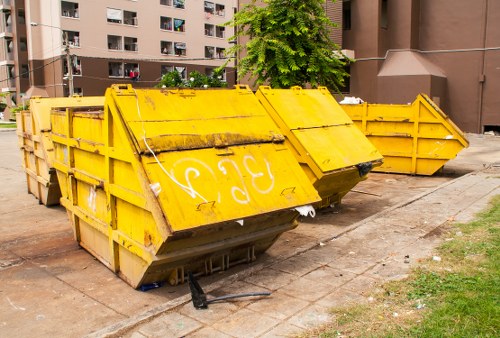 Construction site with waste materials ready for clearance